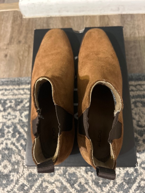 Men\'s Brown Sleek Suede Chelsea Boots – Classic Ankle Slip-On Size 11